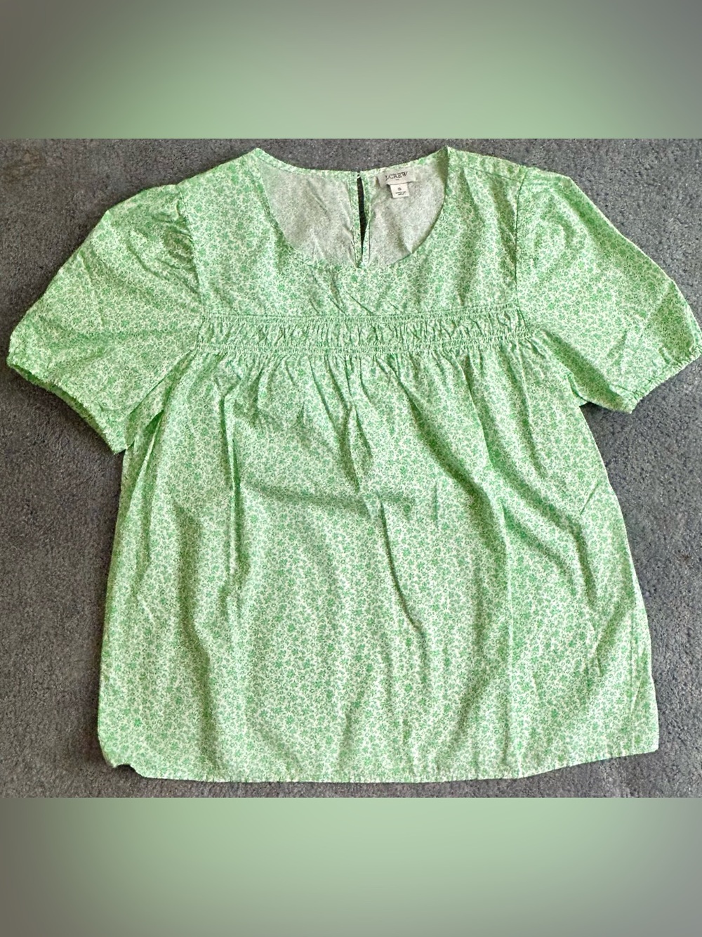 J. Crew Women’s Floral Smocked Top - Small - Green